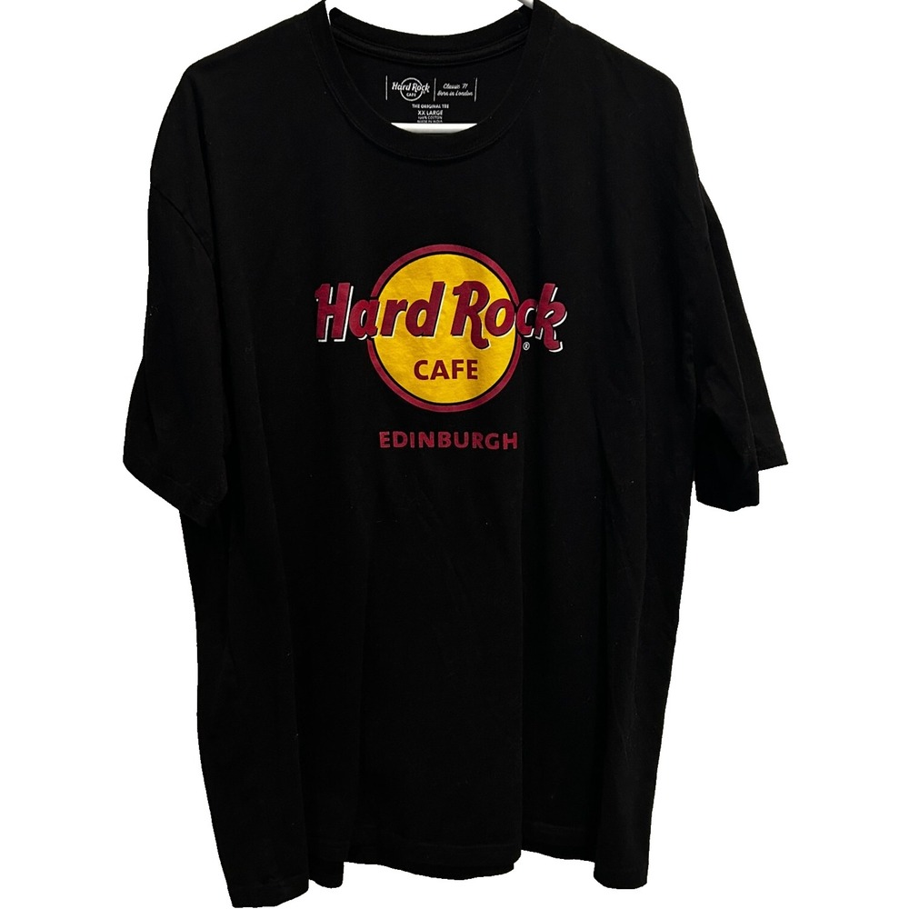Hard Rock Cafe Graphic T-Shirt XL Mens‎ Black Edinburgh Scotland Logo Tee
